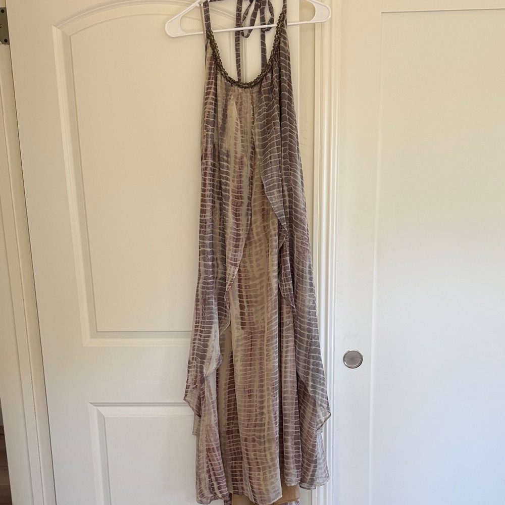 Flowy Tie-dye Halter Maxi Dress